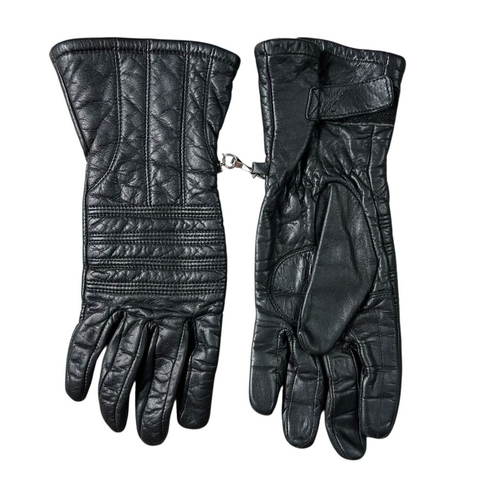 Hatch Vintage Women's Soft Cowhide Leather Gloves  Size M  Black Adj Cuff
